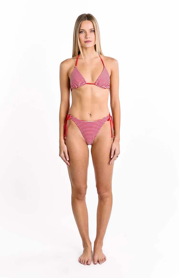 9.0 Swim Wave Red Stripe Tie Bikini Bottoms