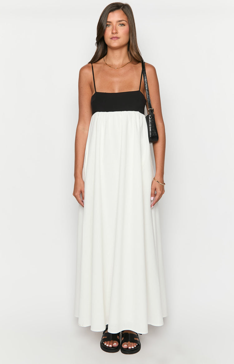 Akari White Contrast Maxi Dress