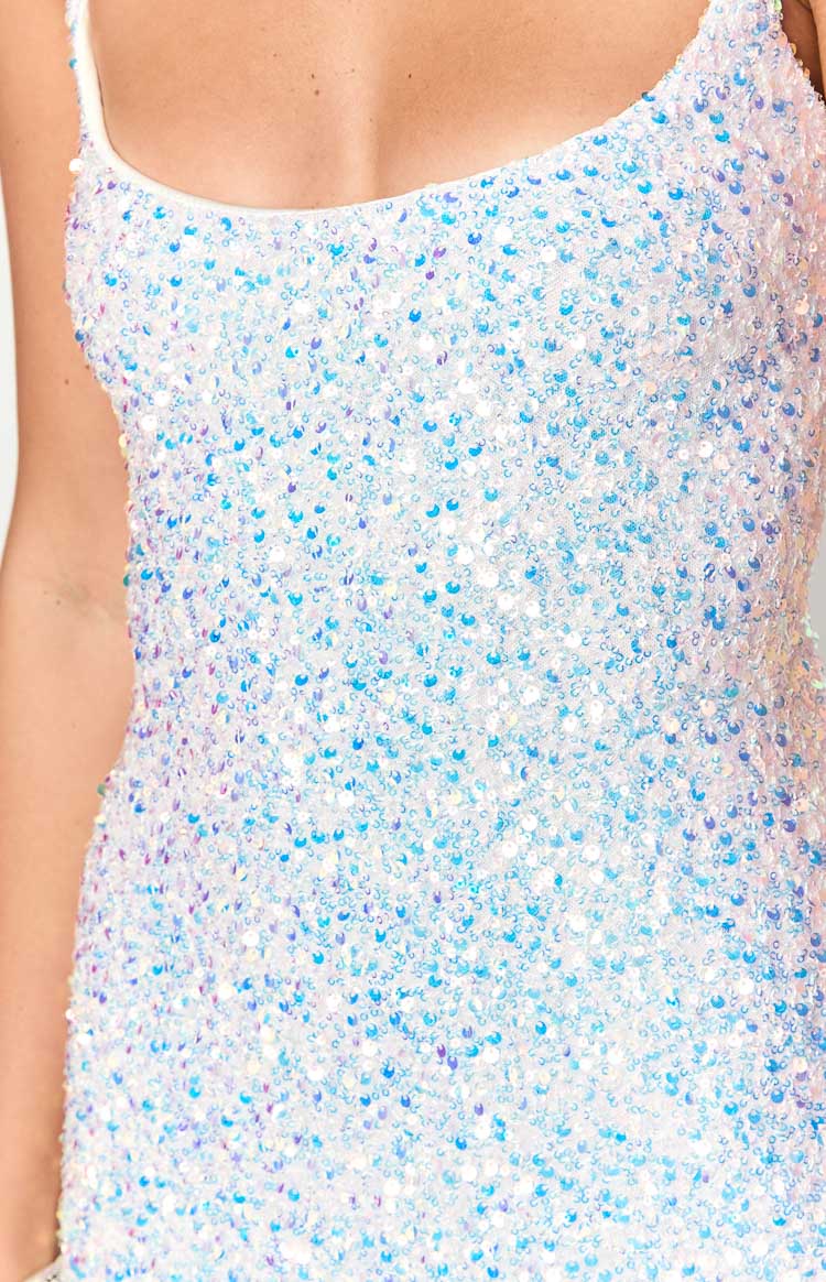 Andrea White Velvet Sequin Maxi Dress