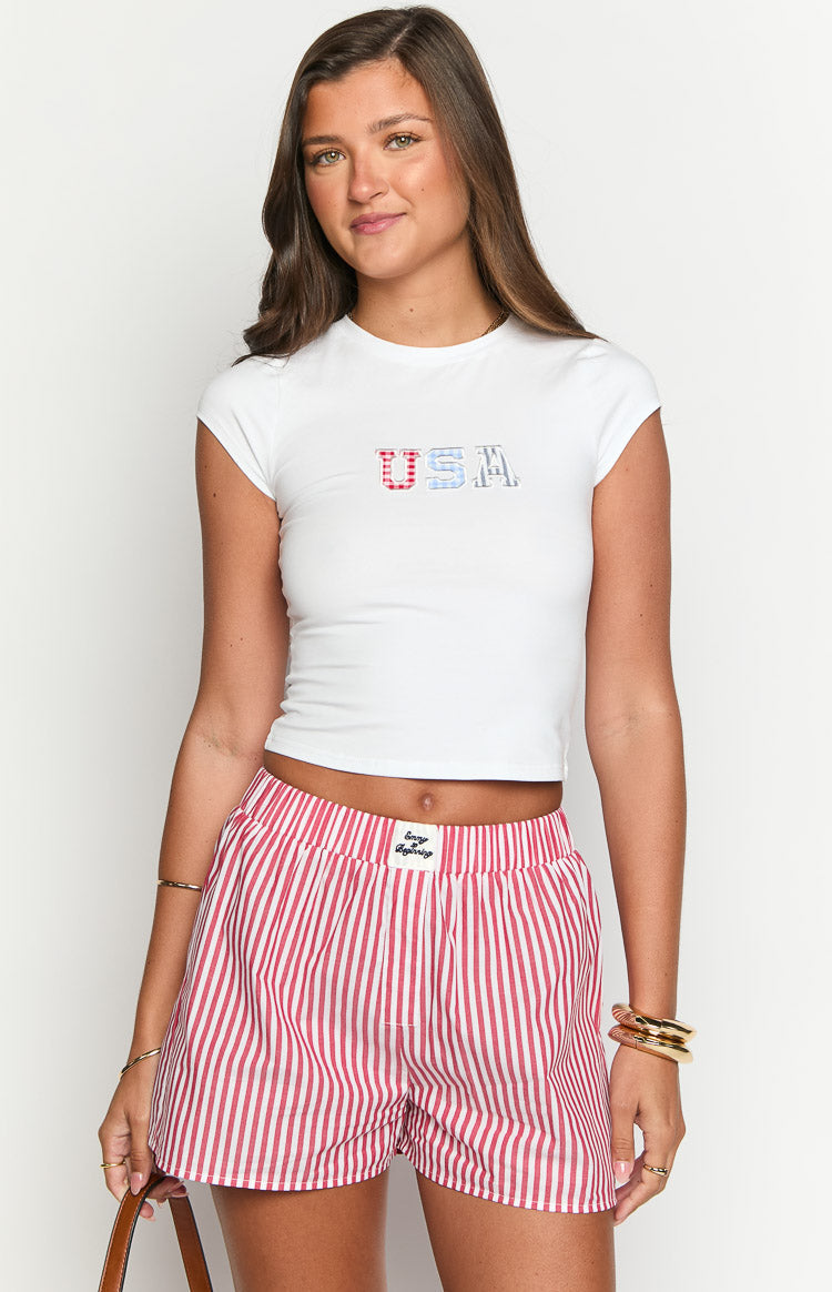 Astrea White USA Baby Tee
