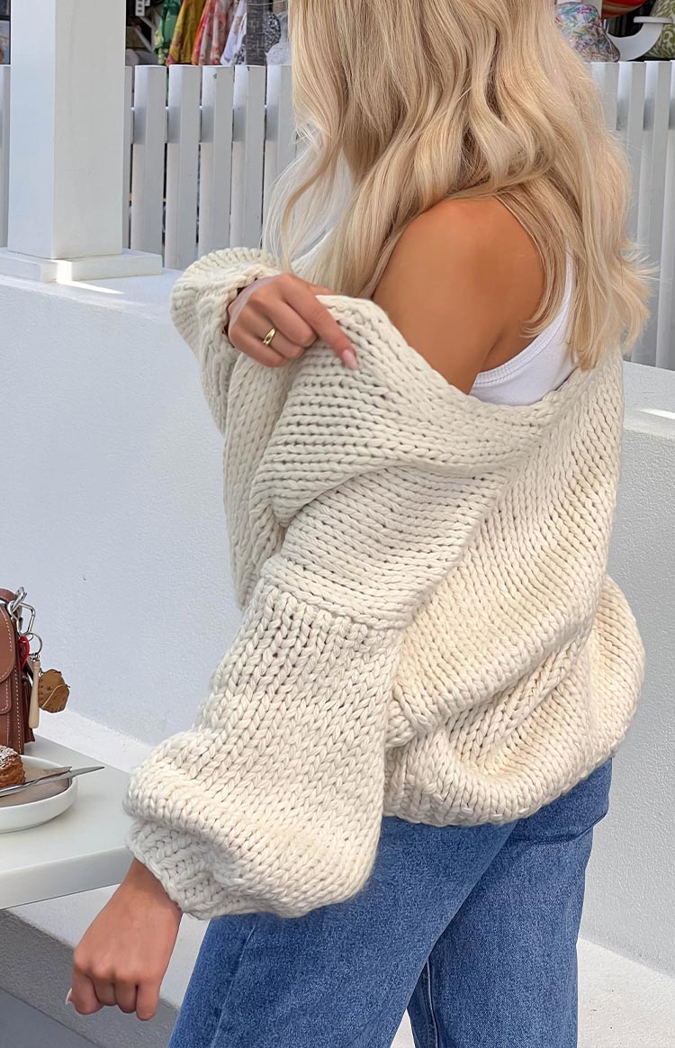 Bad Habits Cream Knit Cardigan