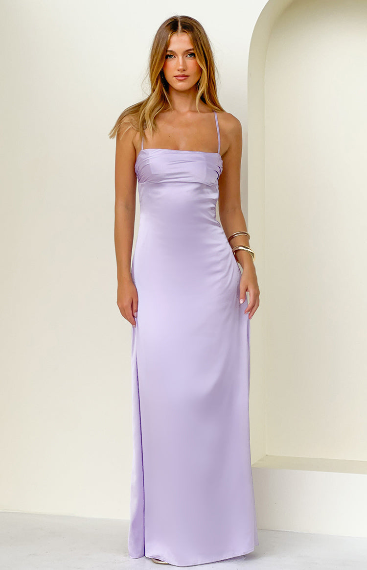 Blaise Lilac Satin Maxi Dress