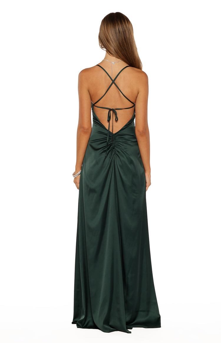 Blaise Emerald Satin Maxi Dress
