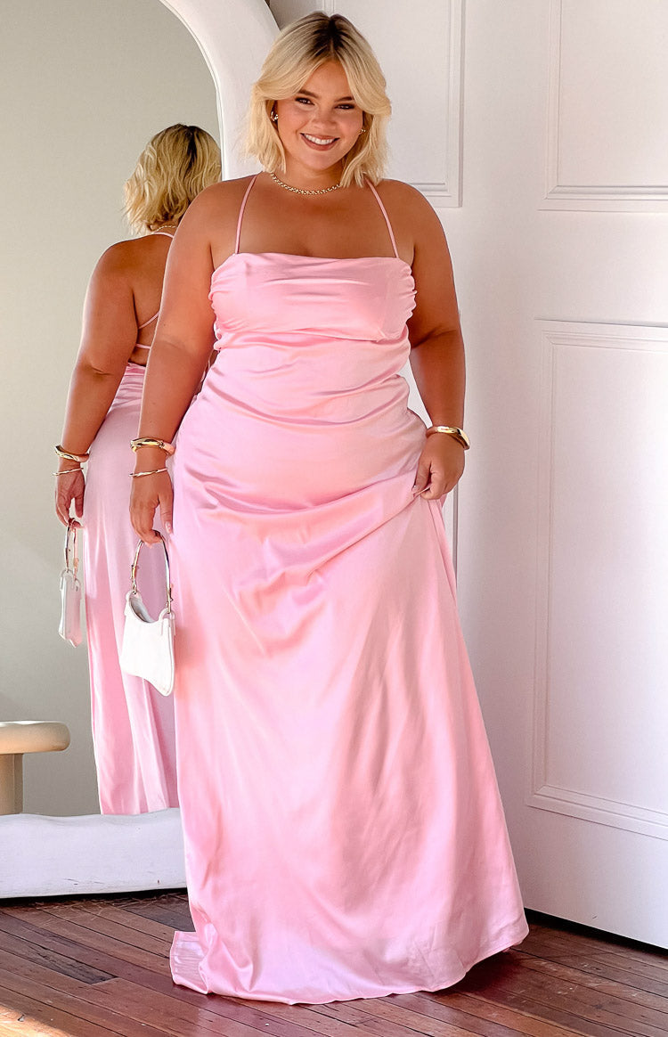 Blaise Pink Satin Maxi Dress