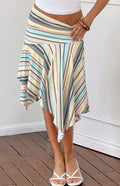 Brighton Multi Stripe Asymmetrical Midi Skirt