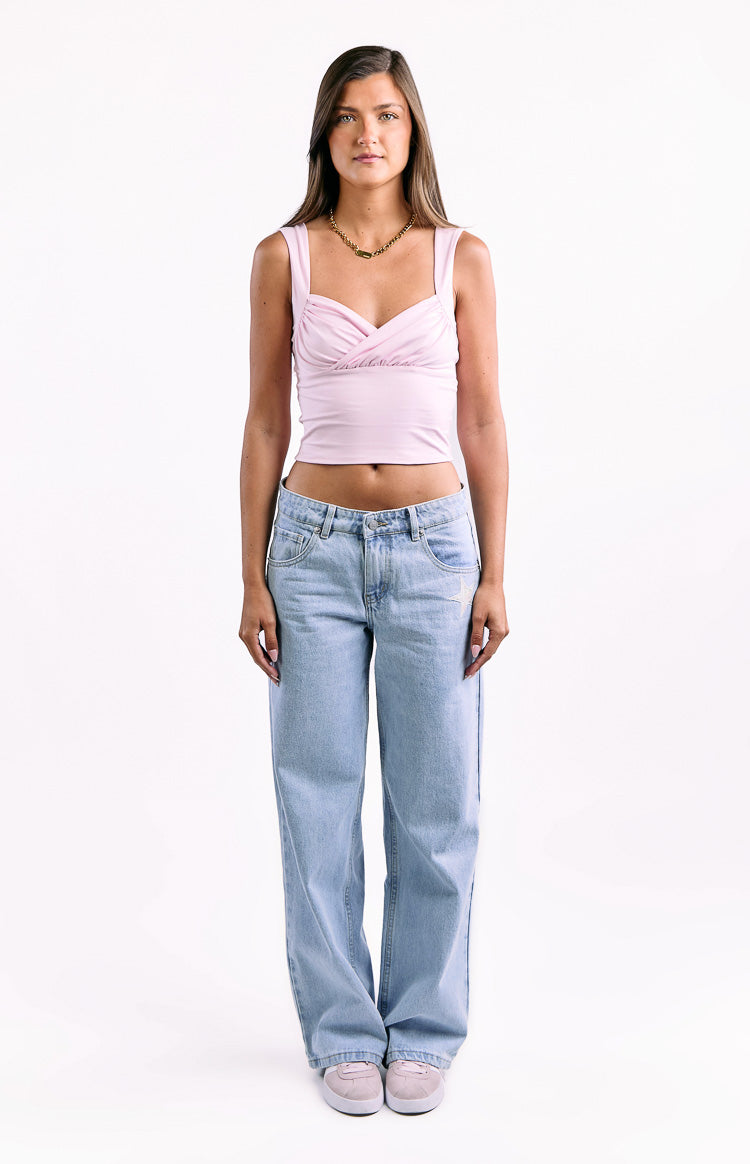 Charli Light Wash Low Waist Baggy Leg Jeans