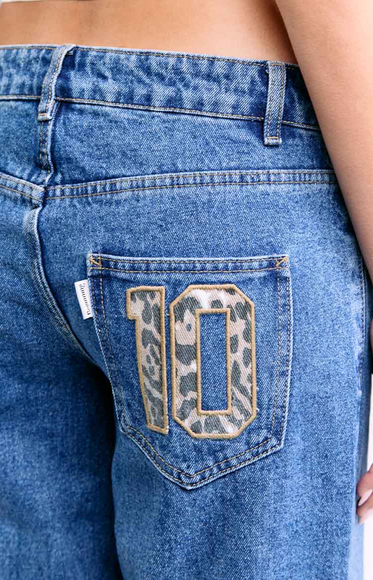 Charli Mid Wash Low Waist Baggy Leg Jeans