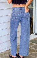 Clara Star Mid Wash Denim Low Rise Jeans