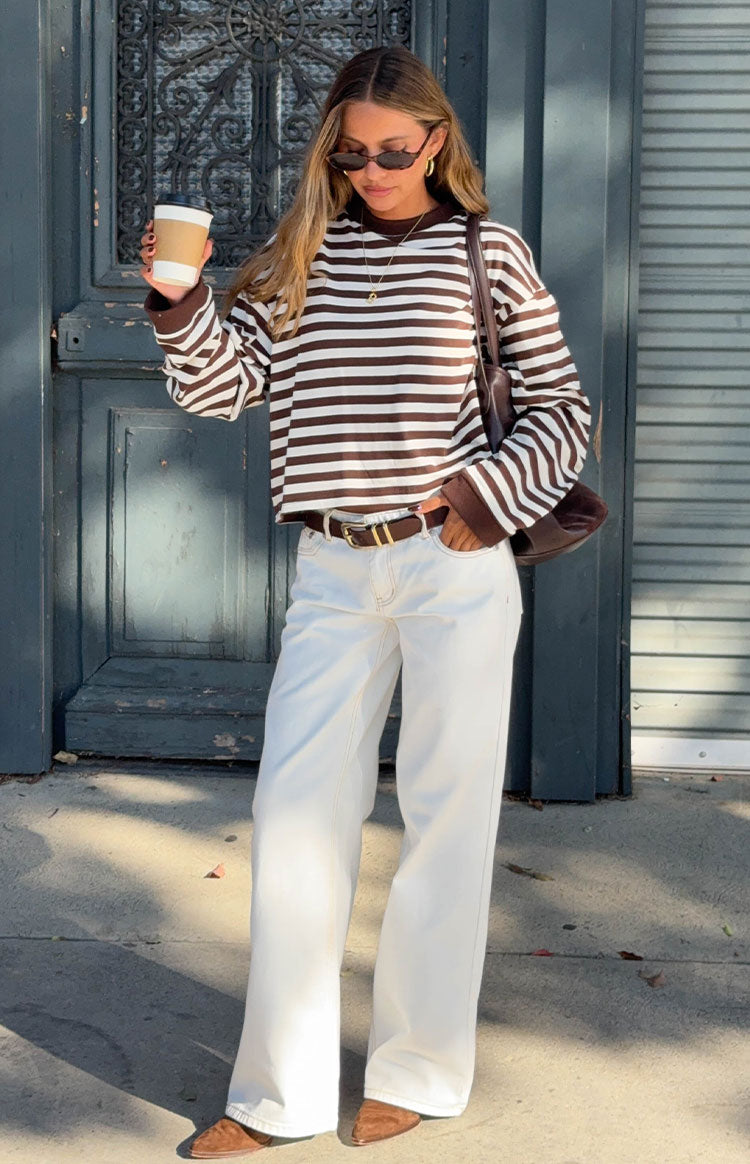 Clara Star White Denim Low Rise Jeans