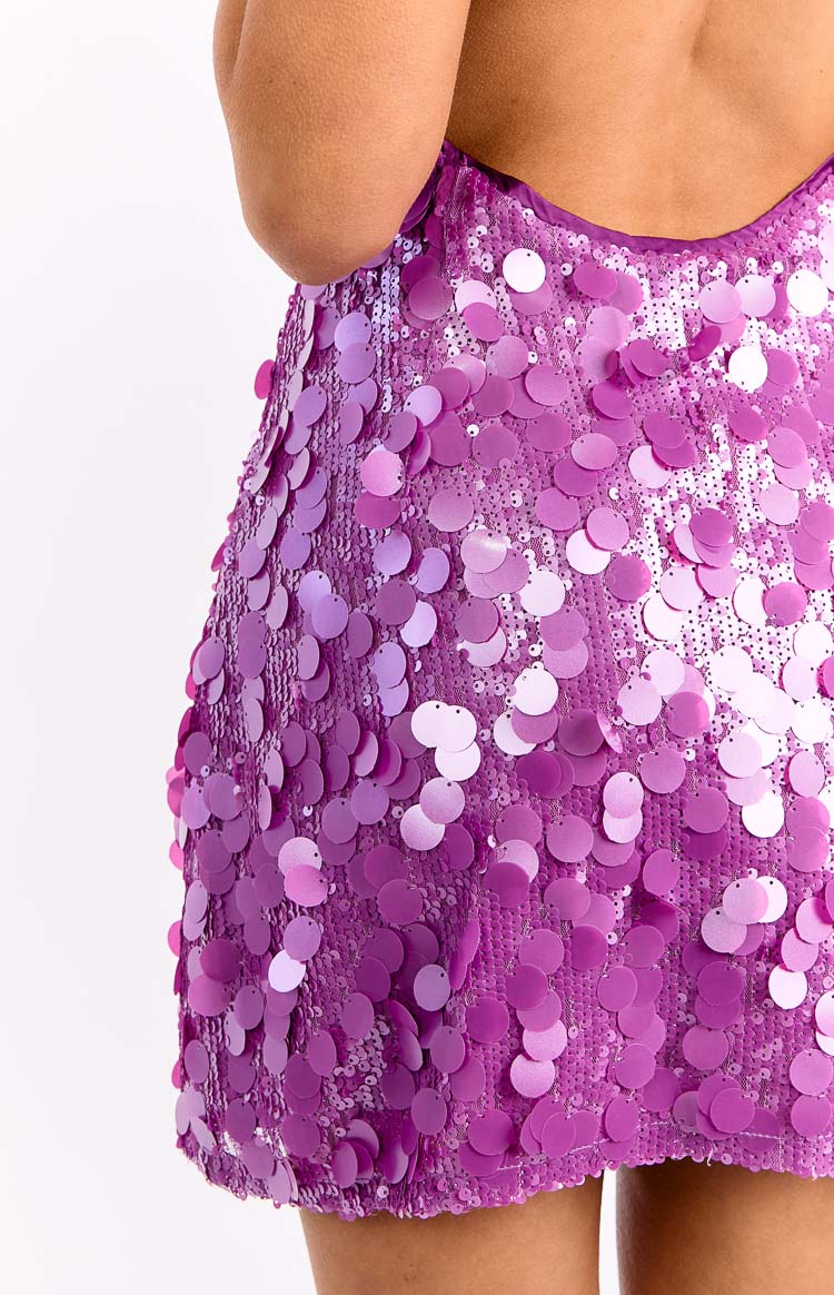 Cyrus Purple Sequin Mini Dress