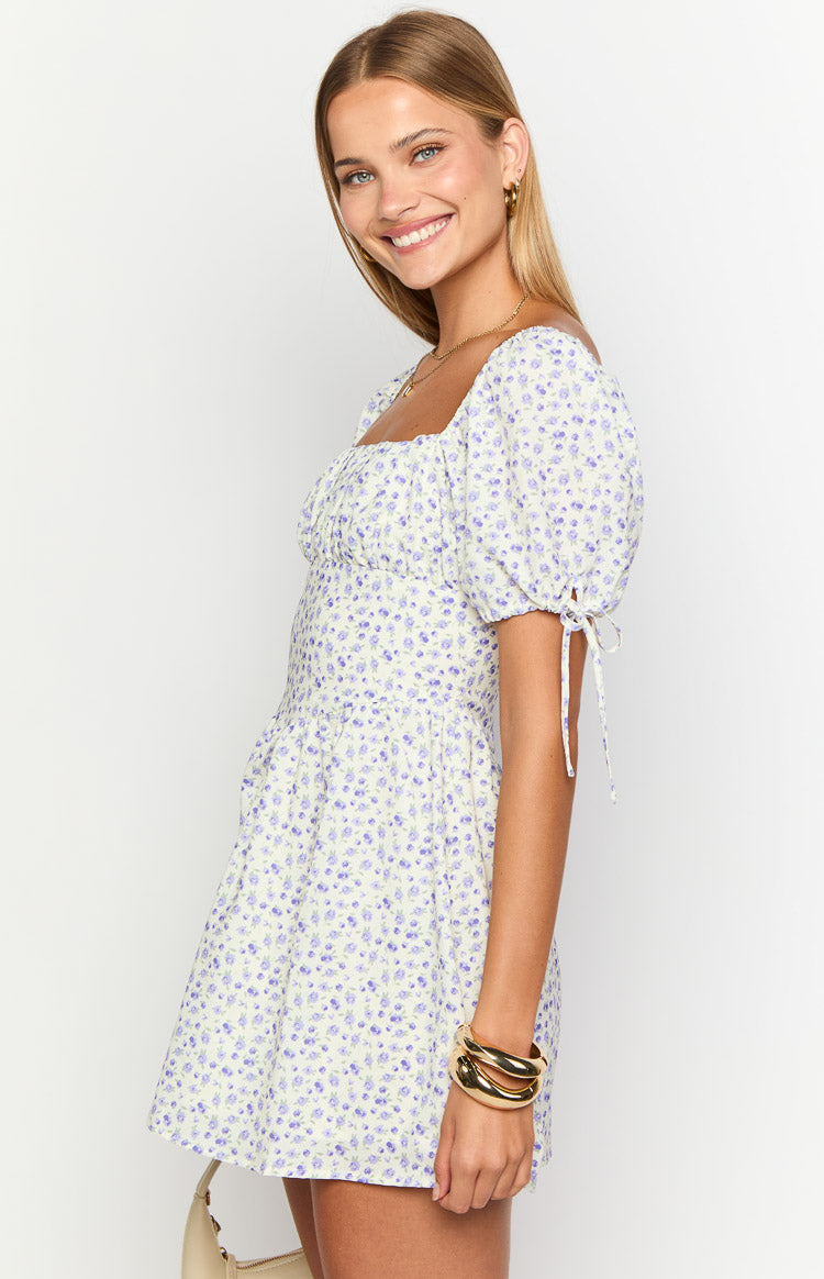 Danyal Purple Floral Mini Dress