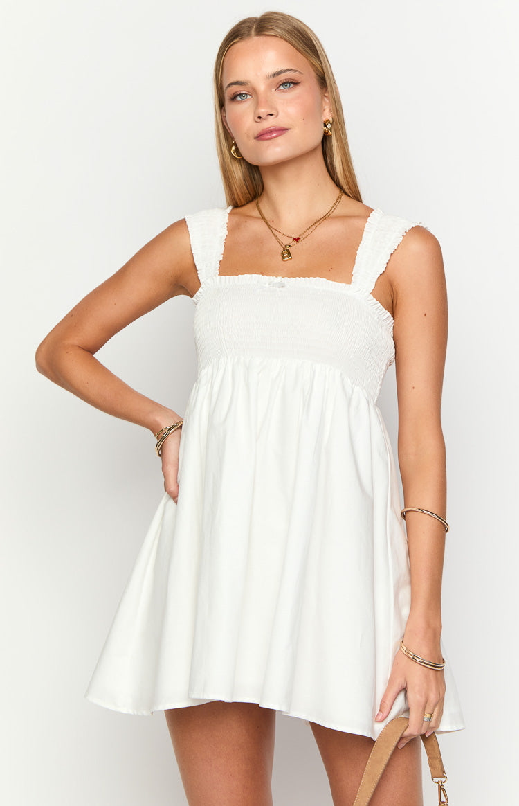 Dekoda White Cap Sleeve Mini Dress