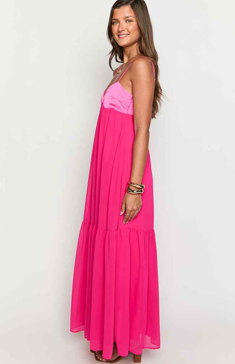 Dekota Hot Pink Contrast Maxi Dress