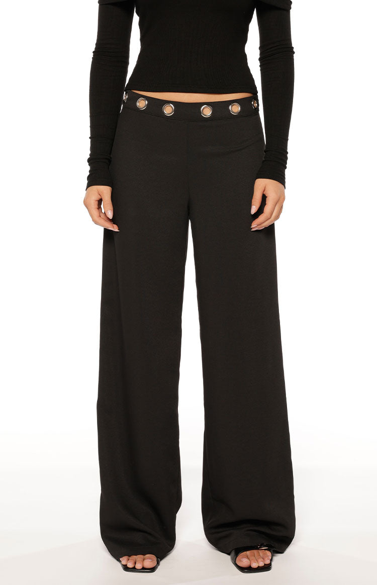 Devotion Black Eyelet Straight Leg Pants