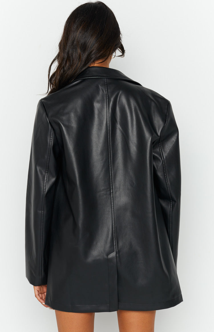 Galantis Black PU Blazer