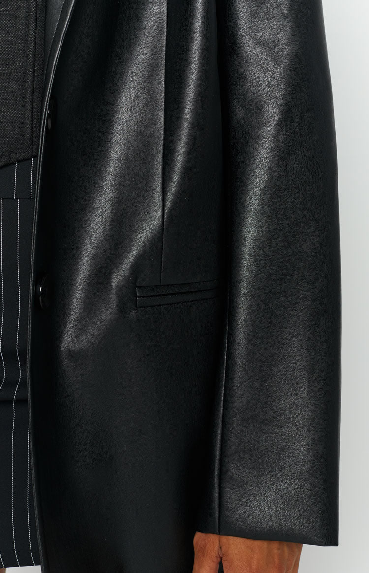 Galantis Black PU Blazer