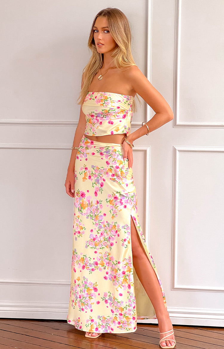 Genevieve Yellow Bloom Maxi Skirt