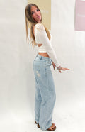 Charli Light Wash Low Waist Baggy Leg Jeans