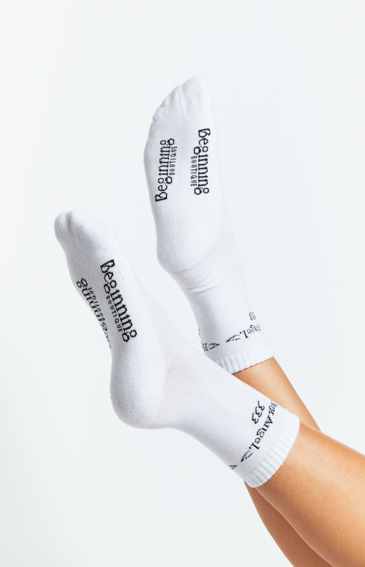 Hey Angel White Crew Socks