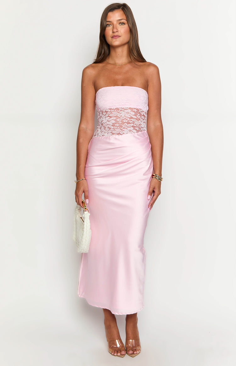 Kevin Pink Lace Maxi Dress