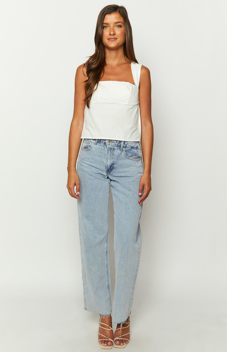 Kira White Tie Back Top