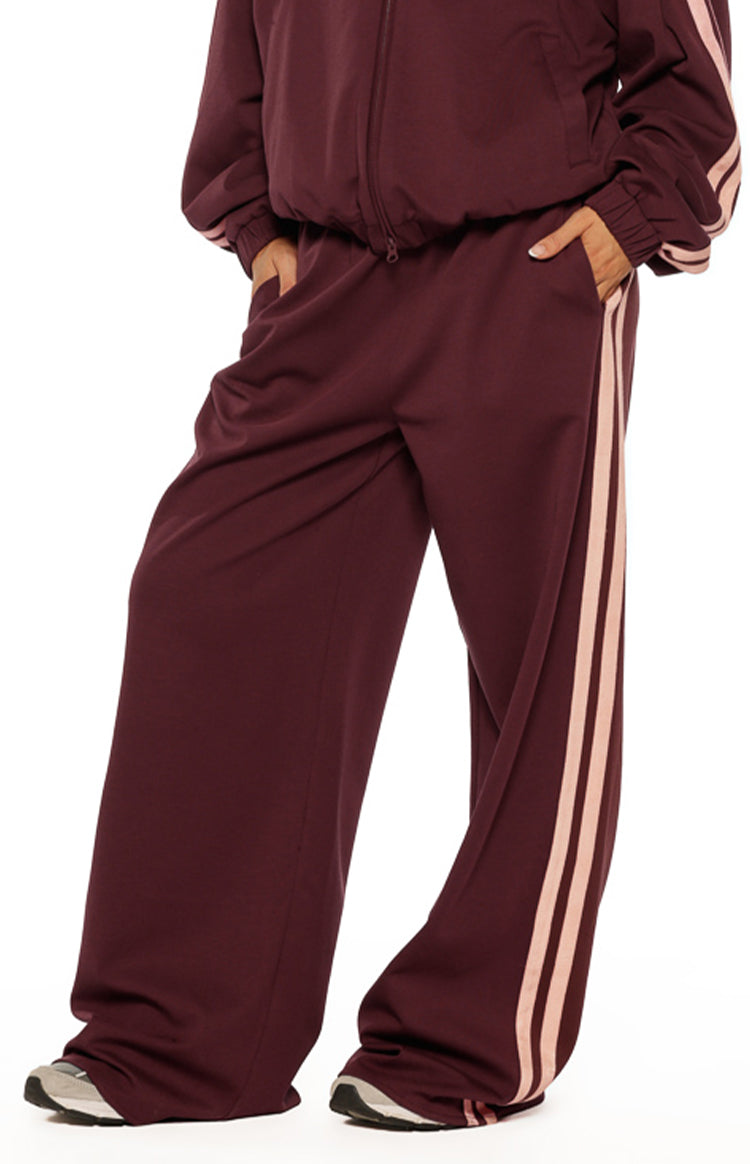 Kosie Burgundy and Pink Stripe Track Pants