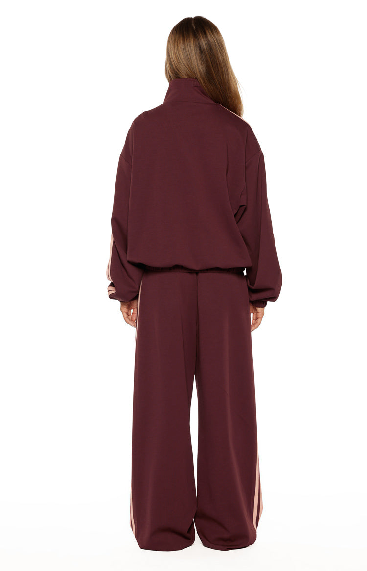 Kosie Burgundy and Pink Stripe Track Pants