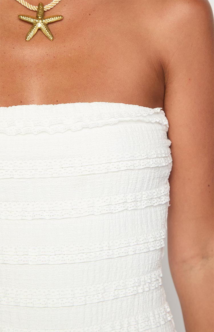 Lela White Strapless Playsuit