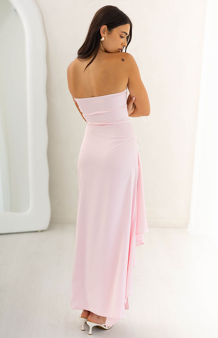 Merlo Light Pink Strapless Formal Maxi Dress
