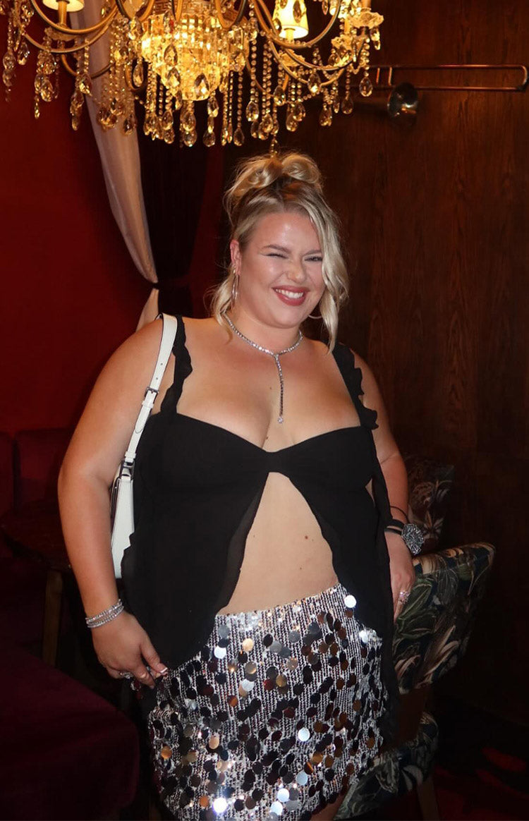 Emiko Silver Sequin Mini Skirt
