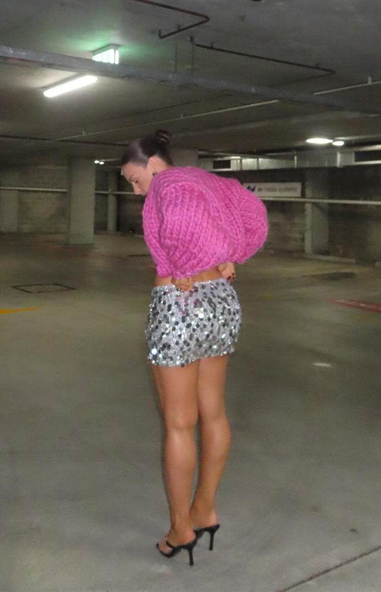 Emiko Silver Sequin Mini Skirt