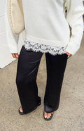 Orla Black Satin Straight Leg Pants