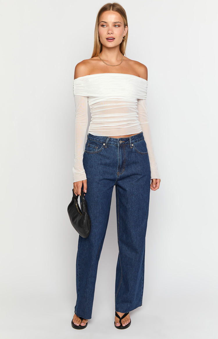 She's Yours Dark Wash Denim Wide Leg Boyfriend Jeans