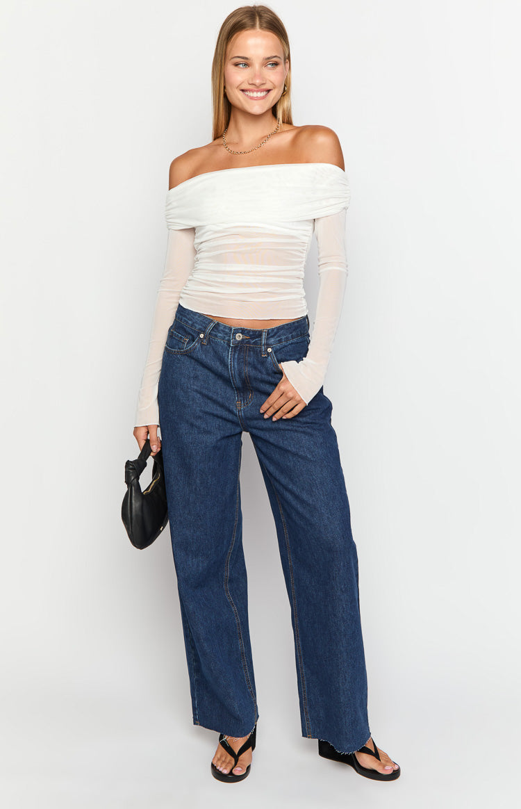 She's Yours Dark Wash Denim Wide Leg Boyfriend Jeans