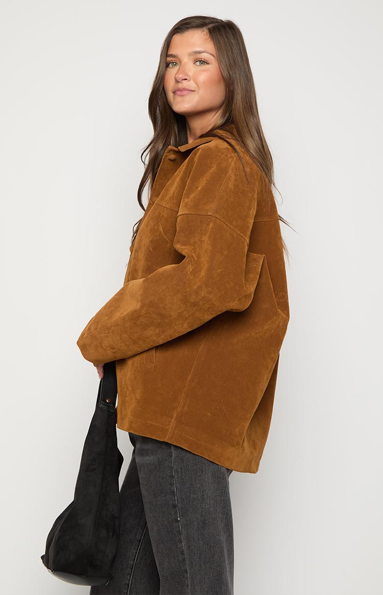 Suki Tan Suede Oversized Jacket