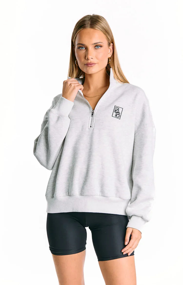 Yazmin Grey Marl Quarter Zip Jumper